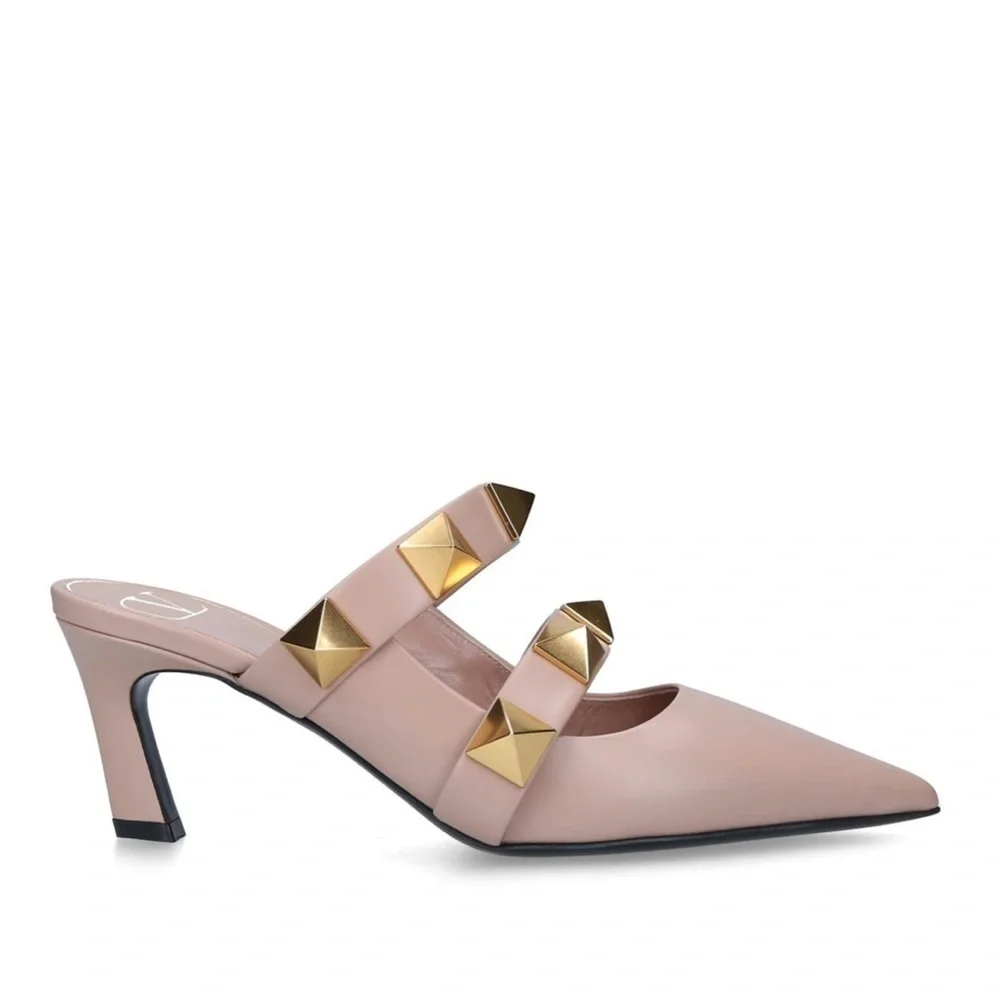 Valentino Garavani Leather Oversized Rockstud Mules 65 nude/blush color - Picture 2 of 15